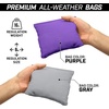 image:imageGoSports 4 ft x 2 ft Regulation Size Wooden Cornhole Boards Set with Light Brown Finish  Includes Carrying Case and Bean BagsGray  Purple