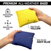 image:imageGoSports 4 ft x 2 ft Regulation Size Wooden Cornhole Boards Set with Light Brown Finish  Includes Carrying Case and Bean BagsNavy Blue  Yellow