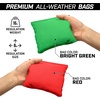 image:imageGoSports 4 ft x 2 ft Regulation Size Wooden Cornhole Boards Set with Light Brown Finish  Includes Carrying Case and Bean BagsRed  Bright Green