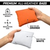 image:imageGoSports 4 ft x 2 ft Regulation Size Wooden Cornhole Boards Set with Light Brown Finish  Includes Carrying Case and Bean BagsWhite  Orange
