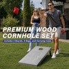 image:imageGoSports 4 ft x 2 ft Regulation Size Wooden Cornhole Boards Set with Light Gray Finish  Includes Carrying CaseBlack  White