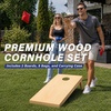 image:imageGoSports 4 ft x 2 ft Regulation Size Wooden Cornhole Boards Set with Natural Wood Stain Finish  Includes Carrying CaseClassic Red  Blue