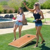 image:imageGoSports 4 x 2 Commercial Grade Cornhole Boards Set  Natural Wood Cornhole Boards Choose from Different Bean Bag Color CombinationsDark Green  Gold