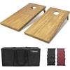 image:imageGoSports 4 ft x 2 ft Regulation Size Wooden Cornhole Boards Set with Light Brown Finish  Includes Carrying Case and Bean BagsBlack  Burgundy