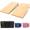 image:imageGoSports 4 ft x 2 ft Regulation Size Wooden Cornhole Boards Set with Natural Wood Stain Finish  Includes Carrying CaseAmerican Stars  Stripes