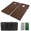 image:imageGoSports 4x2 Regulation Size Wooden Cornhole Boards Set with Dark Brown Varnish  Includes Carrying Case and Bean Bags Choose Your Colors Over 100 Color CombinationsGray  Dark Green