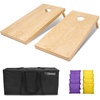 image:imageGoSports Regulation Size Wooden Cornhole Set with Natural Wood Finish  Includes Carrying CasePurple  Yellow