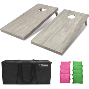image:imageGoSports 4 ft x 2 ft Regulation Size Wooden Cornhole Boards Set  Includes Carrying Case and Bean Bags Choose Your Colors Over 100 Color CombinationsBright Green  Pink