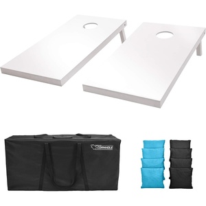 image:imageGoSports 4 ft x 2 ft Regulation Size Wooden Cornhole Boards Set  Includes Carrying Case and Over 100 Optional Bean Bag ColorsBlack  Light Blue