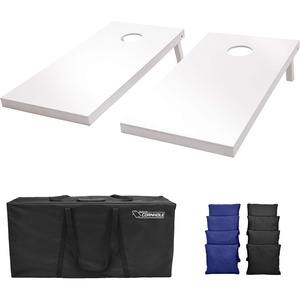 image:imageGoSports 4 ft x 2 ft Regulation Size Wooden Cornhole Boards Set  Includes Carrying Case and Over 100 Optional Bean Bag ColorsBlack  Navy Blue