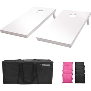image:imageGoSports 4 ft x 2 ft Regulation Size Wooden Cornhole Boards Set  Includes Carrying Case and Over 100 Optional Bean Bag ColorsBlack  Pink