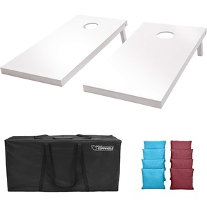 image:imageGoSports 4 ft x 2 ft Regulation Size Wooden Cornhole Boards Set  Includes Carrying Case and Over 100 Optional Bean Bag ColorsBurgundy  Light Blue