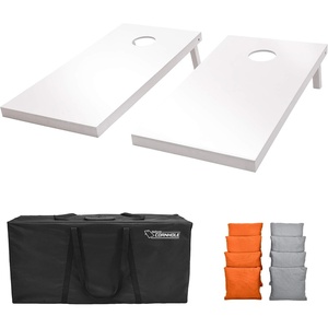 image:imageGoSports 4 ft x 2 ft Regulation Size Wooden Cornhole Boards Set  Includes Carrying Case and Over 100 Optional Bean Bag ColorsGray  Orange