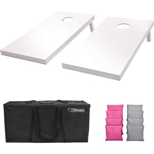 image:imageGoSports 4 ft x 2 ft Regulation Size Wooden Cornhole Boards Set  Includes Carrying Case and Over 100 Optional Bean Bag ColorsGray  Pink