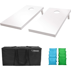 image:imageGoSports 4 ft x 2 ft Regulation Size Wooden Cornhole Boards Set  Includes Carrying Case and Over 100 Optional Bean Bag ColorsLight Blue  Bright Green