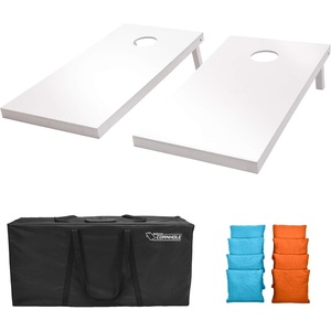 image:imageGoSports 4 ft x 2 ft Regulation Size Wooden Cornhole Boards Set  Includes Carrying Case and Over 100 Optional Bean Bag ColorsLight Blue  Orange
