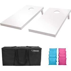 image:imageGoSports 4 ft x 2 ft Regulation Size Wooden Cornhole Boards Set  Includes Carrying Case and Over 100 Optional Bean Bag ColorsLight Blue  Pink