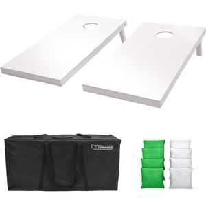 image:imageGoSports 4 ft x 2 ft Regulation Size Wooden Cornhole Boards Set  Includes Carrying Case and Over 100 Optional Bean Bag ColorsWhite  Bright Green