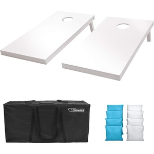 image:imageGoSports 4 ft x 2 ft Regulation Size Wooden Cornhole Boards Set  Includes Carrying Case and Over 100 Optional Bean Bag ColorsWhite  Light Blue