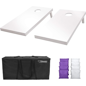 image:imageGoSports 4 ft x 2 ft Regulation Size Wooden Cornhole Boards Set  Includes Carrying Case and Over 100 Optional Bean Bag ColorsWhite  Purple