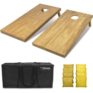 image:imageGoSports 4 ft x 2 ft Regulation Size Wooden Cornhole Boards Set with Light Brown Finish  Includes Carrying Case and Bean Bags  Gold amp Yellow