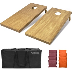 image:imageGoSports 4 ft x 2 ft Regulation Size Wooden Cornhole Boards Set with Light Brown Finish  Includes Carrying Case and Bean BagsBurgundy  Orange