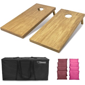 image:imageGoSports 4 ft x 2 ft Regulation Size Wooden Cornhole Boards Set with Light Brown Finish  Includes Carrying Case and Bean BagsBurgundy  Pink