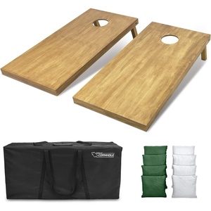 image:imageGoSports 4 ft x 2 ft Regulation Size Wooden Cornhole Boards Set with Light Brown Finish  Includes Carrying Case and Bean BagsDark Green  White