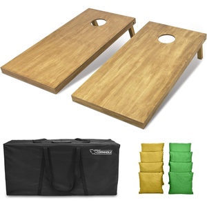 image:imageGoSports 4 ft x 2 ft Regulation Size Wooden Cornhole Boards Set with Light Brown Finish  Includes Carrying Case and Bean BagsGold  Bright Green