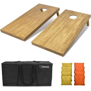 image:imageGoSports 4 ft x 2 ft Regulation Size Wooden Cornhole Boards Set with Light Brown Finish  Includes Carrying Case and Bean BagsGold  Orange