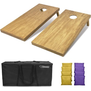 image:imageGoSports 4 ft x 2 ft Regulation Size Wooden Cornhole Boards Set with Light Brown Finish  Includes Carrying Case and Bean BagsGold  Purple