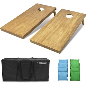 image:imageGoSports 4 ft x 2 ft Regulation Size Wooden Cornhole Boards Set with Light Brown Finish  Includes Carrying Case and Bean BagsLight Blue  Bright Green