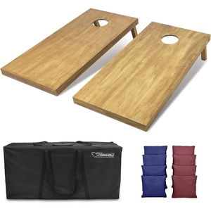 image:imageGoSports 4 ft x 2 ft Regulation Size Wooden Cornhole Boards Set with Light Brown Finish  Includes Carrying Case and Bean BagsNavy Blue  Burgundy