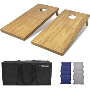 image:imageGoSports 4 ft x 2 ft Regulation Size Wooden Cornhole Boards Set with Light Brown Finish  Includes Carrying Case and Bean BagsNavy Blue  Gray