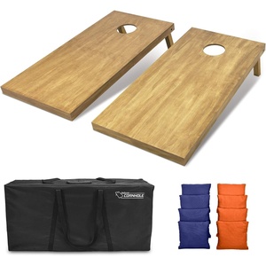 image:imageGoSports 4 ft x 2 ft Regulation Size Wooden Cornhole Boards Set with Light Brown Finish  Includes Carrying Case and Bean BagsNavy Blue  Orange