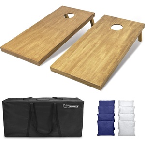 image:imageGoSports 4 ft x 2 ft Regulation Size Wooden Cornhole Boards Set with Light Brown Finish  Includes Carrying Case and Bean BagsNavy Blue  White