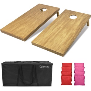 image:imageGoSports 4 ft x 2 ft Regulation Size Wooden Cornhole Boards Set with Light Brown Finish  Includes Carrying Case and Bean BagsRed  Pink