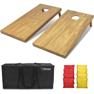 image:imageGoSports 4 ft x 2 ft Regulation Size Wooden Cornhole Boards Set with Light Brown Finish  Includes Carrying Case and Bean BagsRed  Yellow