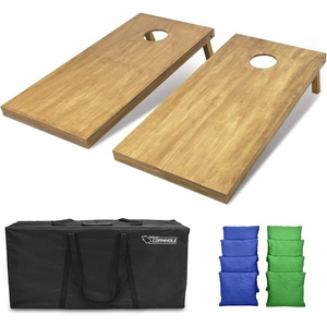 image:imageGoSports 4 ft x 2 ft Regulation Size Wooden Cornhole Boards Set with Light Brown Finish  Includes Carrying Case and Bean BagsRoyal Blue  Bright Green