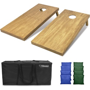 image:imageGoSports 4 ft x 2 ft Regulation Size Wooden Cornhole Boards Set with Light Brown Finish  Includes Carrying Case and Bean BagsRoyal Blue  Dark Green