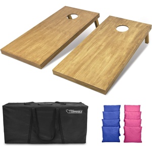 image:imageGoSports 4 ft x 2 ft Regulation Size Wooden Cornhole Boards Set with Light Brown Finish  Includes Carrying Case and Bean BagsRoyal Blue  Pink