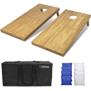 image:imageGoSports 4 ft x 2 ft Regulation Size Wooden Cornhole Boards Set with Light Brown Finish  Includes Carrying Case and Bean BagsRoyal Blue  White