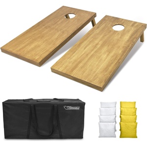 image:imageGoSports 4 ft x 2 ft Regulation Size Wooden Cornhole Boards Set with Light Brown Finish  Includes Carrying Case and Bean BagsWhite  Yellow