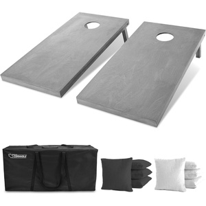 image:imageGoSports 4 ft x 2 ft Regulation Size Wooden Cornhole Boards Set with Light Gray Finish  Includes Carrying CaseBlack  White