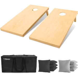 image:imageGoSports 4 ft x 2 ft Regulation Size Wooden Cornhole Boards Set with Natural Wood Stain Finish  Includes Carrying CaseBlack  Gray