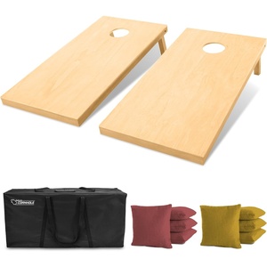 image:imageGoSports 4 ft x 2 ft Regulation Size Wooden Cornhole Boards Set with Natural Wood Stain Finish  Includes Carrying CaseBurgundy  Gold