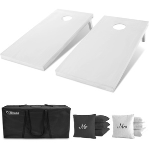image:imageGoSports 4 ft x 2 ft Regulation Size Wooden Cornhole Boards Set with White Finish  Includes Carrying Case  Wedding Mr amp Mrs