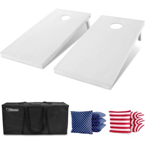 image:imageGoSports 4 ft x 2 ft Regulation Size Wooden Cornhole Boards Set with White Finish  Includes Carrying CaseAmerican Stars  Stripes