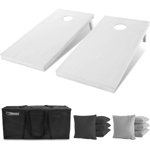 image:imageGoSports 4 ft x 2 ft Regulation Size Wooden Cornhole Boards Set with White Finish  Includes Carrying CaseBlack  Gray