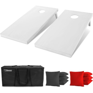 image:imageGoSports 4 ft x 2 ft Regulation Size Wooden Cornhole Boards Set with White Finish  Includes Carrying CaseBlack  Red
